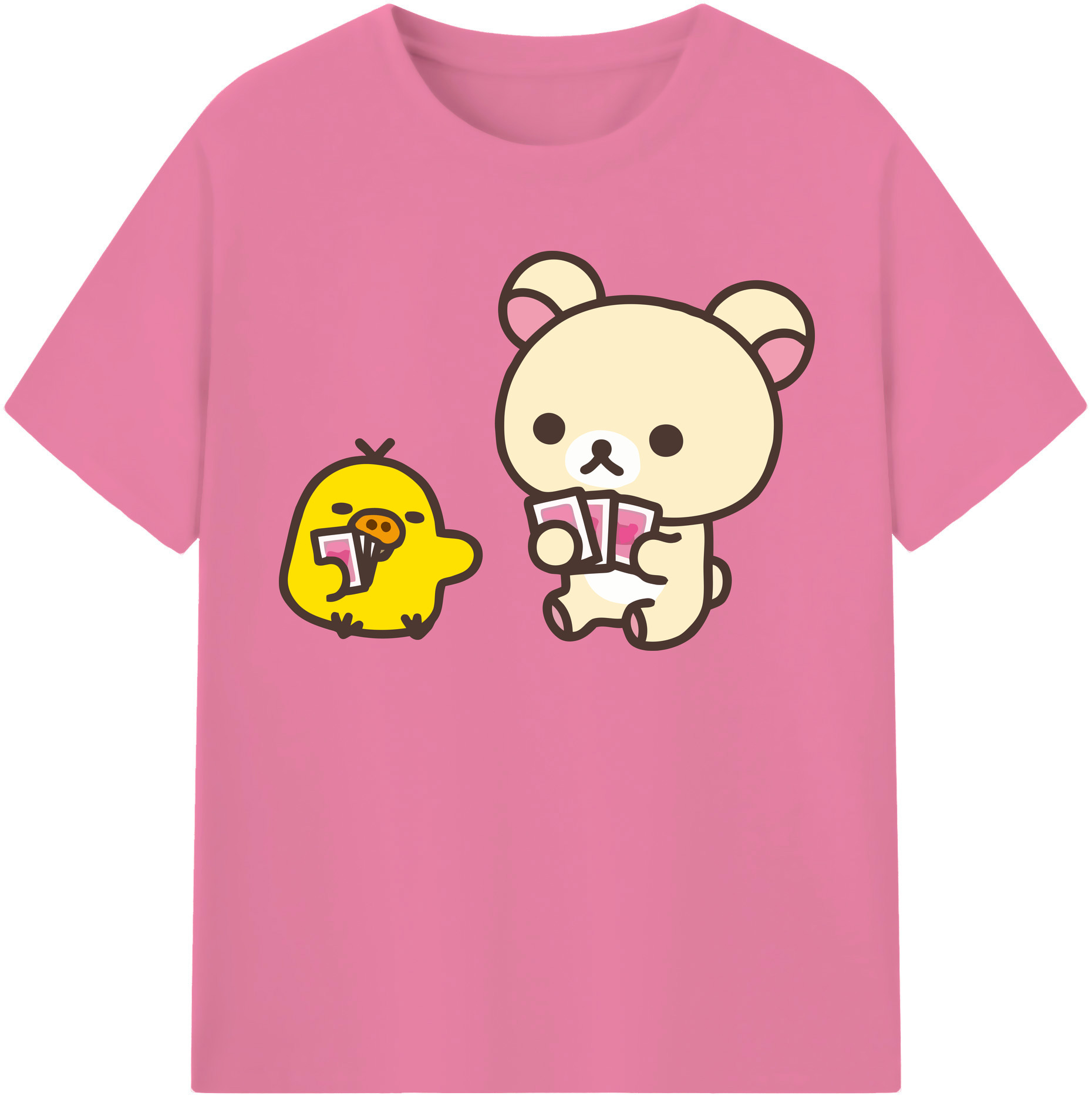 （画像用） リラックマ リラックマ キイロイトリ Rilakkuma Korilakkuma Kiiroitori 綿100％半袖Tシャツ（フロントプリント）
